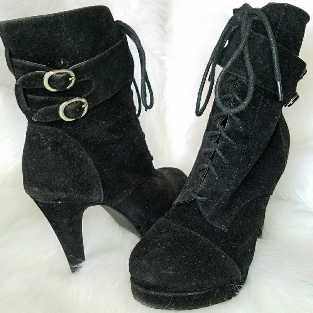 Black suede booties
